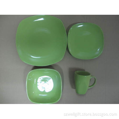 16PCS Square Solid Color Dinner Set Stoneware